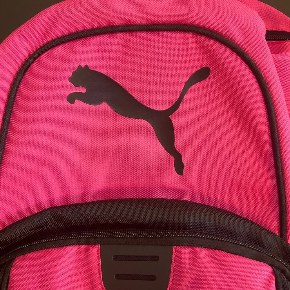 Puma Backpack Hot Pink Black Logo School Gym Travel Bag Large 21”